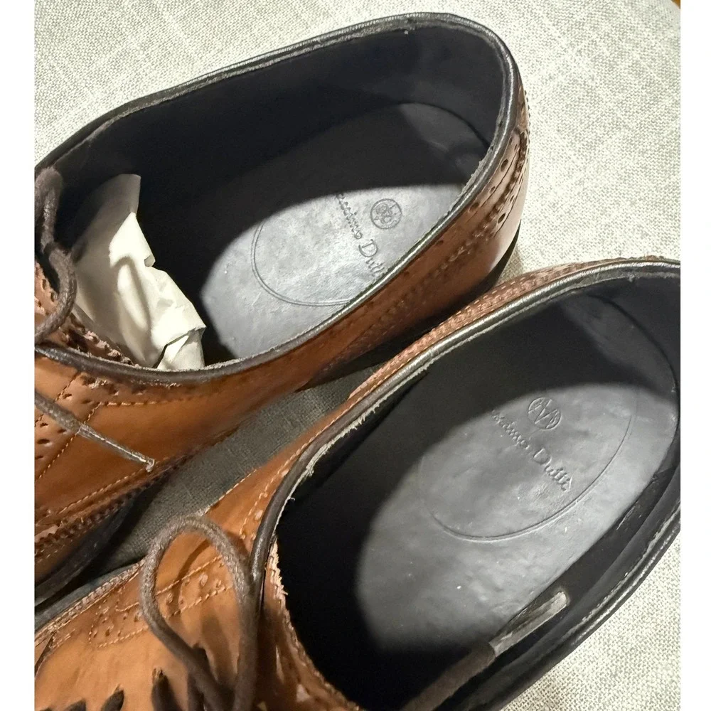 Massimo Dutti Mens Brown Leather Wingtip Brogues EU 45